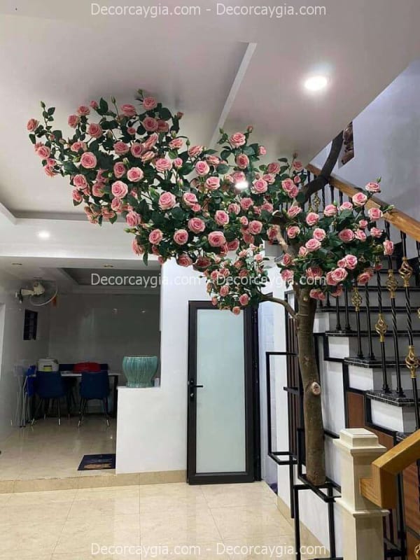 Cây hoa hồng Giả Trang Trí Cầu Thang