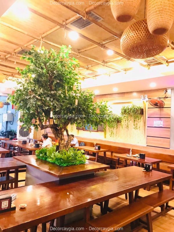 Cây Lá Xanh Giả Trang Trí Tết