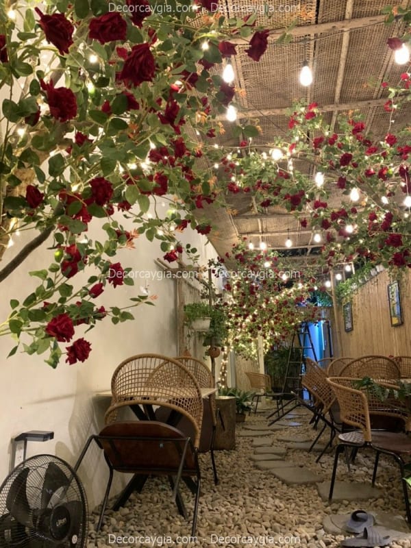 Dây hoa hồng nhung giả