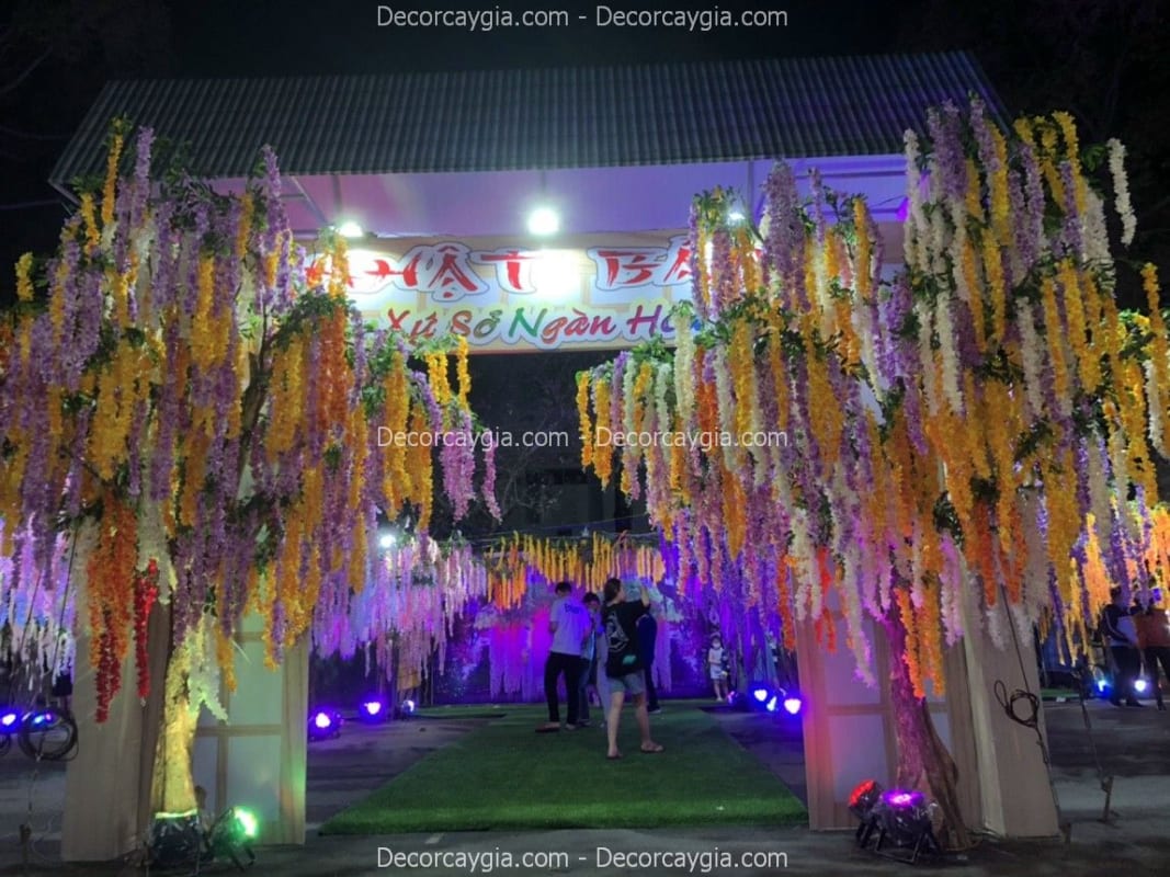 Decor cây giả trang trí quán